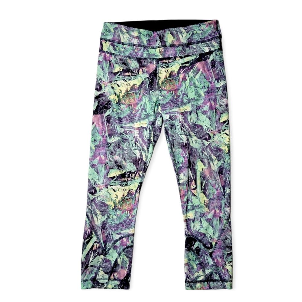 Lululemon Run Top Speed Crop Iridescent Multi Color Crop Leggings Size 4